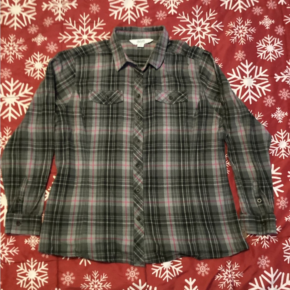 Guide Series Plaid Gray & Pink Flannel Shirt